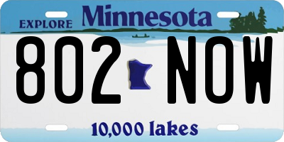MN license plate 802NOW