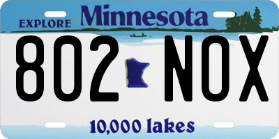 MN license plate 802NOX