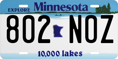 MN license plate 802NOZ