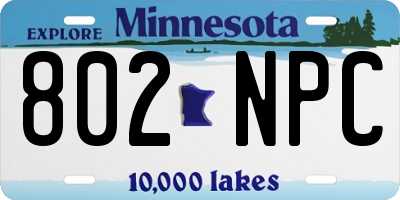 MN license plate 802NPC