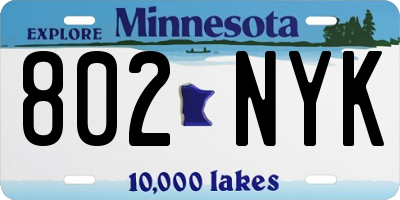 MN license plate 802NYK