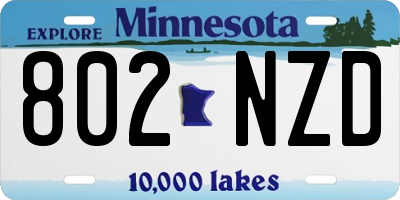 MN license plate 802NZD