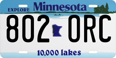 MN license plate 802ORC