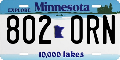 MN license plate 802ORN