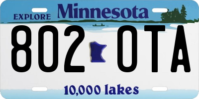 MN license plate 802OTA