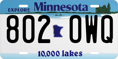 MN license plate 802OWQ