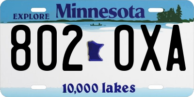 MN license plate 802OXA
