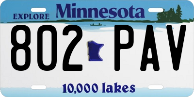 MN license plate 802PAV