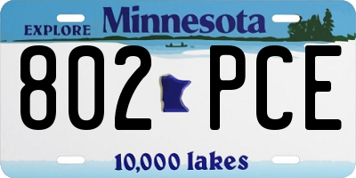 MN license plate 802PCE