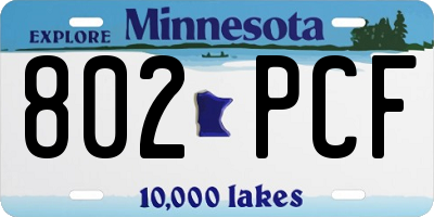 MN license plate 802PCF