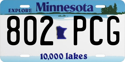 MN license plate 802PCG