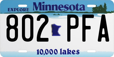 MN license plate 802PFA