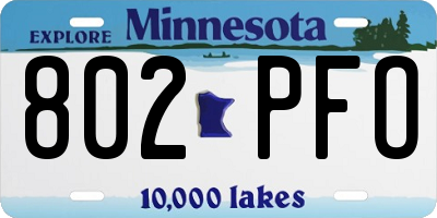 MN license plate 802PFO