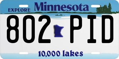 MN license plate 802PID