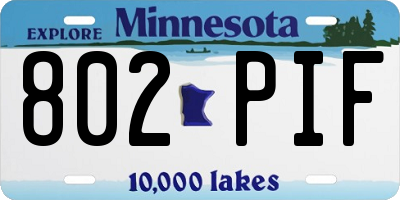 MN license plate 802PIF