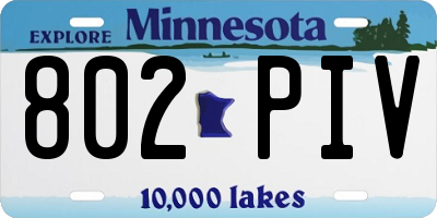 MN license plate 802PIV