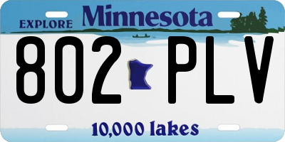 MN license plate 802PLV