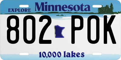 MN license plate 802POK