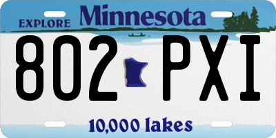 MN license plate 802PXI