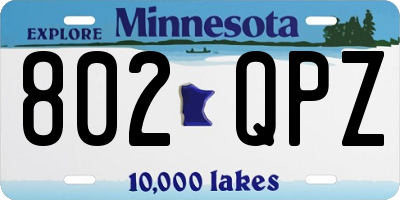 MN license plate 802QPZ