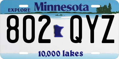 MN license plate 802QYZ