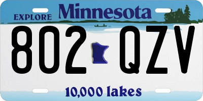 MN license plate 802QZV