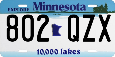 MN license plate 802QZX