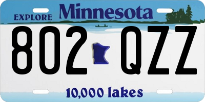 MN license plate 802QZZ