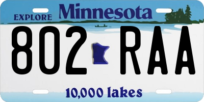 MN license plate 802RAA