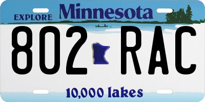MN license plate 802RAC