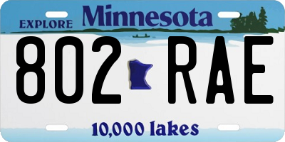 MN license plate 802RAE
