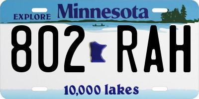MN license plate 802RAH