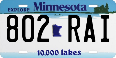 MN license plate 802RAI
