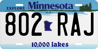 MN license plate 802RAJ