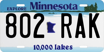 MN license plate 802RAK