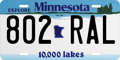 MN license plate 802RAL