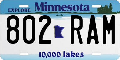 MN license plate 802RAM