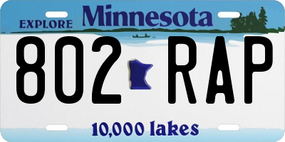 MN license plate 802RAP