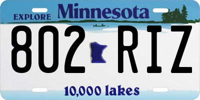 MN license plate 802RIZ