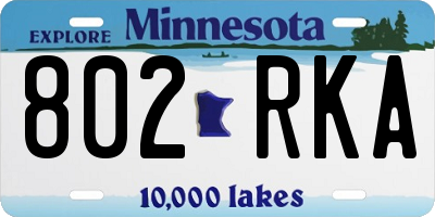 MN license plate 802RKA