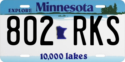 MN license plate 802RKS