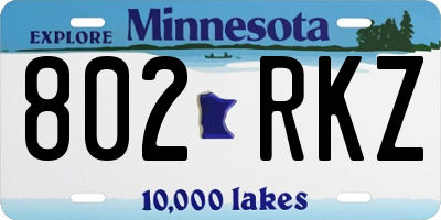 MN license plate 802RKZ