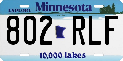MN license plate 802RLF
