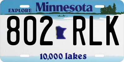 MN license plate 802RLK
