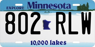 MN license plate 802RLW