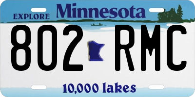 MN license plate 802RMC