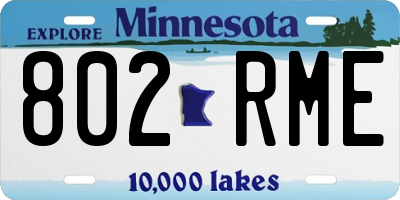 MN license plate 802RME