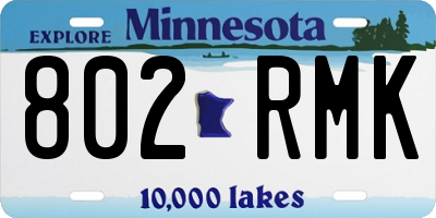 MN license plate 802RMK