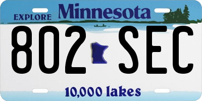 MN license plate 802SEC