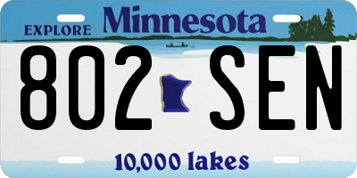 MN license plate 802SEN